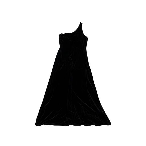 Roberta Vintage 90s One Shoulder Black Velvet Maxi Dress w Bolero Jacket -Size L - Picture 2 of 7